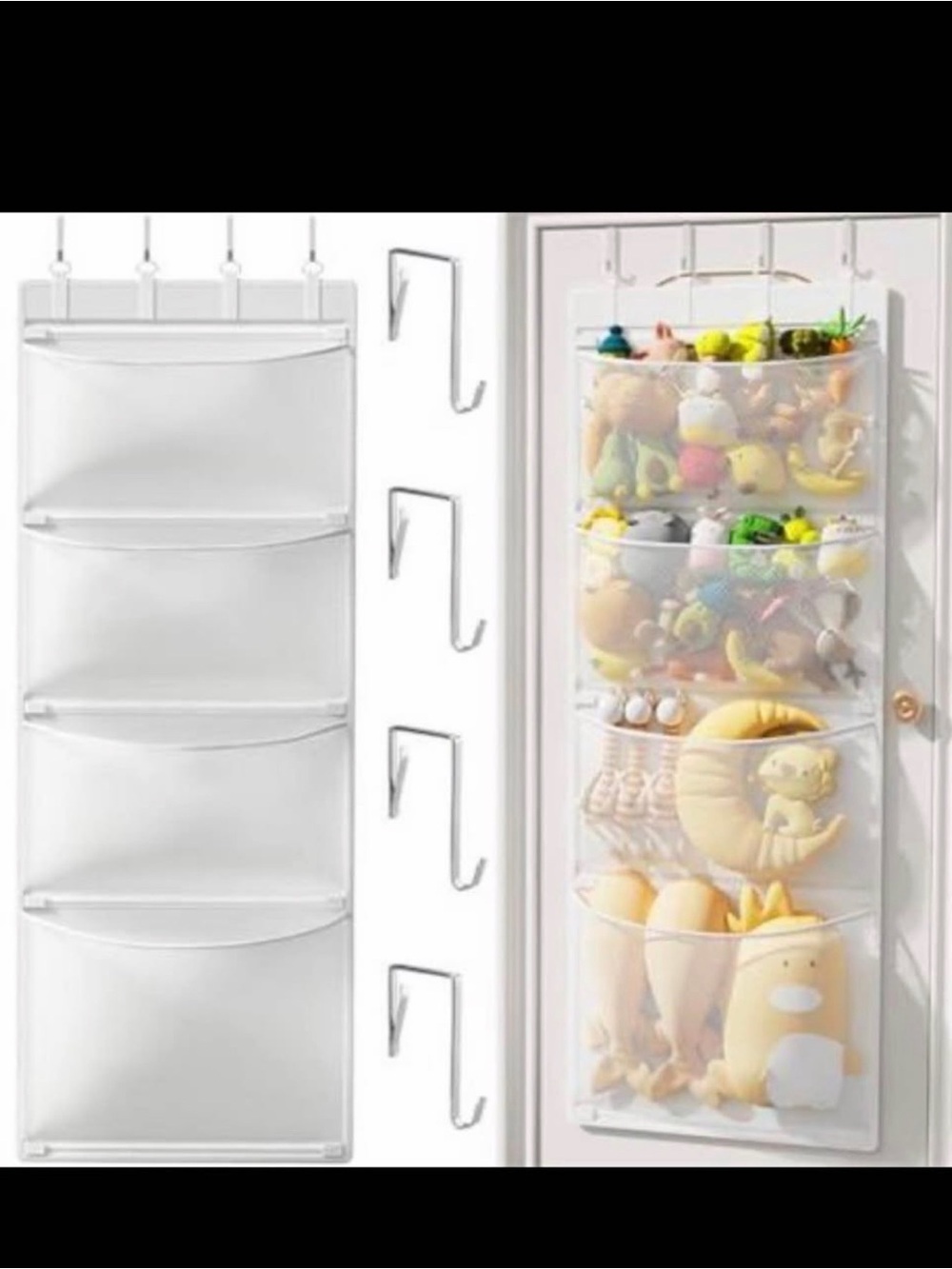 Over-the-Door 4-Tier Clear Pocket Organizer - White